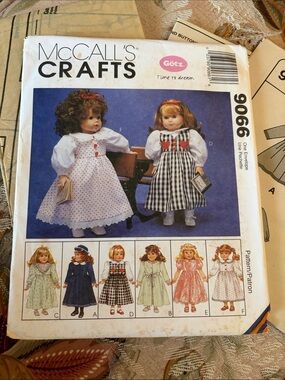 Vintage McCall's Crafts 9066 18" Doll Clothes Sewing Pattern UNCUT Götz AG